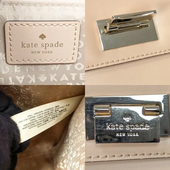 KATE SPADE Leather Gold Clasp Harwood Place Sinclair Nude Hand Bag - Picture 9 of 16
